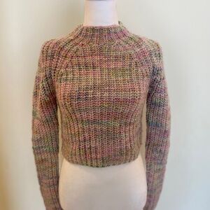 Wilfred / Aritzia Soft Knit Turtleneck Sweater — Pastel Variegated Yarn